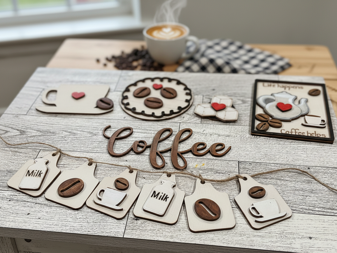 Coffee Lovers Tiered Tray dining table decor and centerpiece idea
