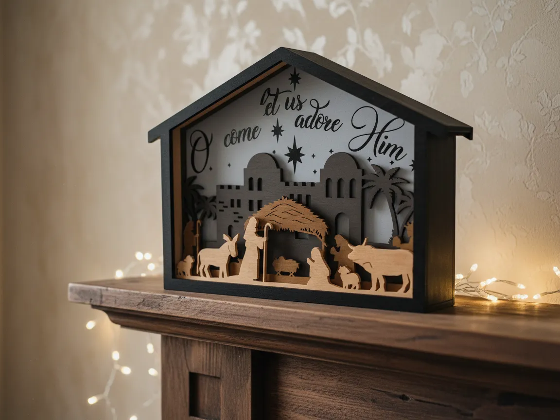 Nativity scene Christmas decoration laser cut standing figure