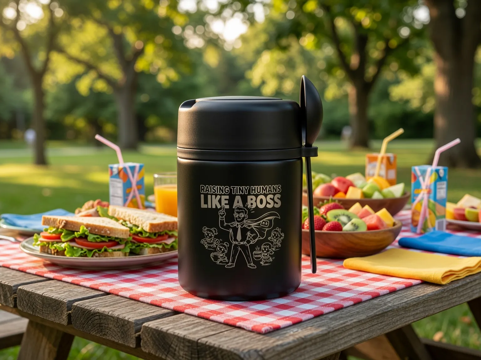 Insulated Food Jar: Raising Tiny Humans Like a Boss father's day gift design