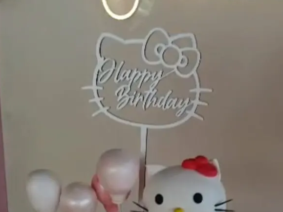 Acrylic Hello Kitty Happy Birthday cake topper on a stick gift idea