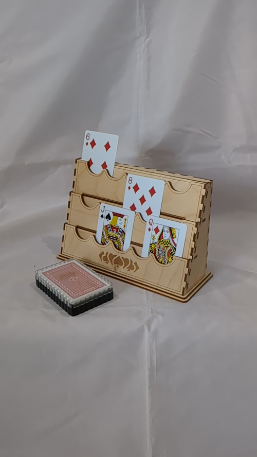 [Laser cut and engrave] Gift holder poker cards, stand game cards, laser cut pattern. Laser cutting project, organizer Poker, vector template. Poker design, gift game.
