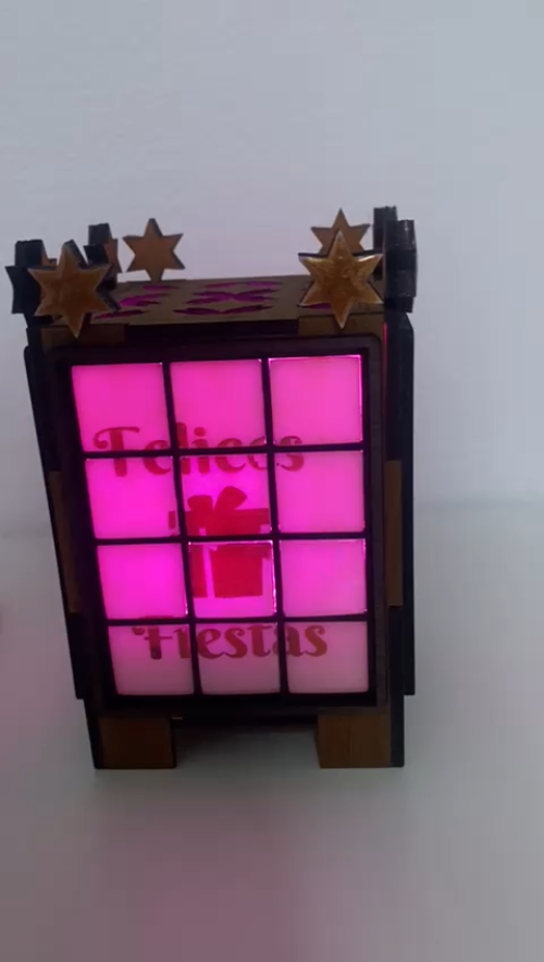 [Laser cut and engrave] Laser Cut Wooden Christmas Candle Holder Lantern with Reindeer Design