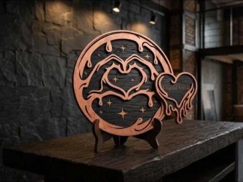 [Laser cut and engrave] 3D Liquid Love Heart - Layered Laser Cut
