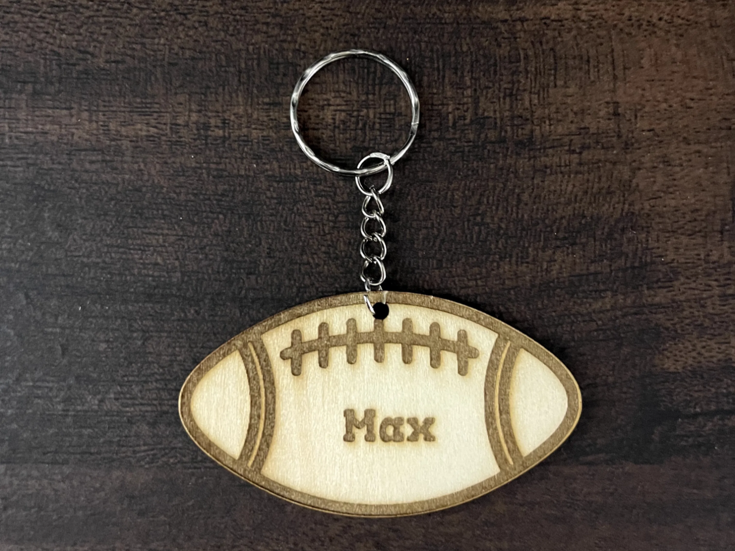 Football Name Keychain wood keychain idea