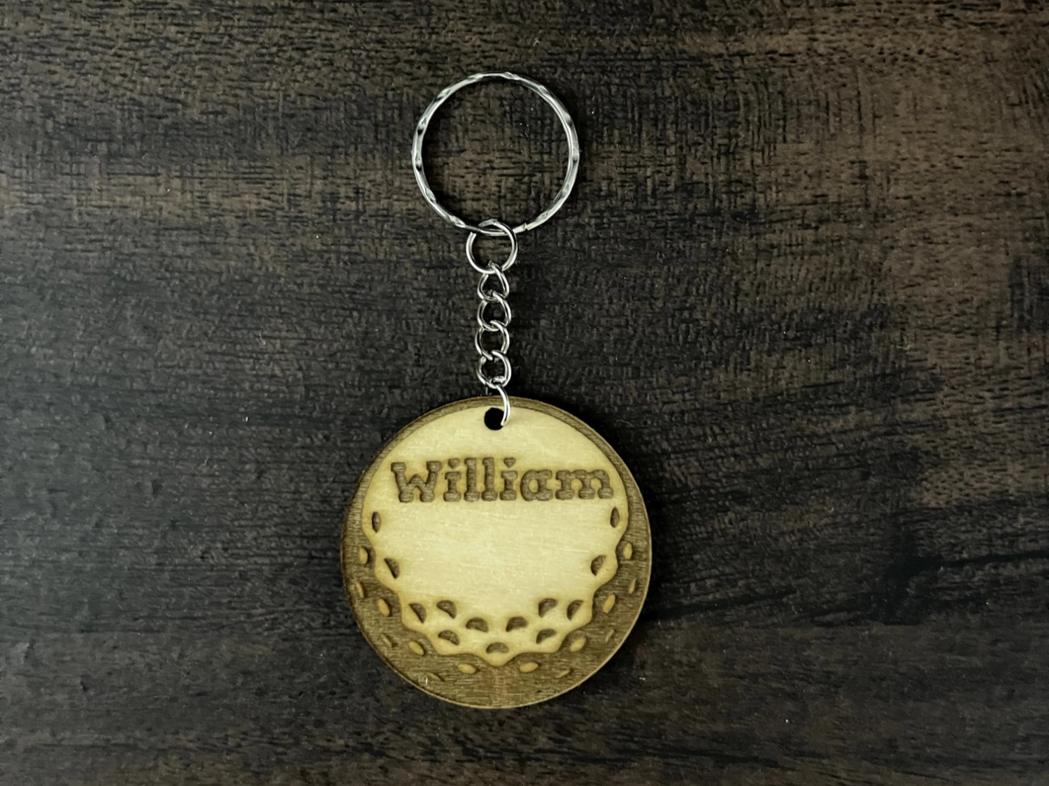 Wooden Keychains Golf Ball with name sports keychain design