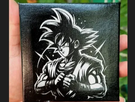 スーパーサイヤ人悟空が腕を組んでいる黒いキャンバスパネル、ドラゴンボールアート