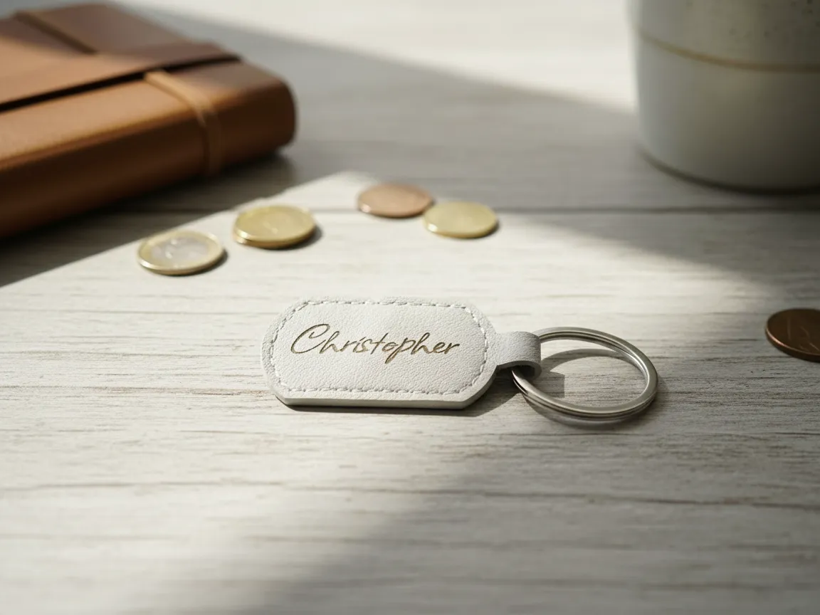 Personalized Laser Engraved Leather Keychain with Name Christopher personalized gift for him idea