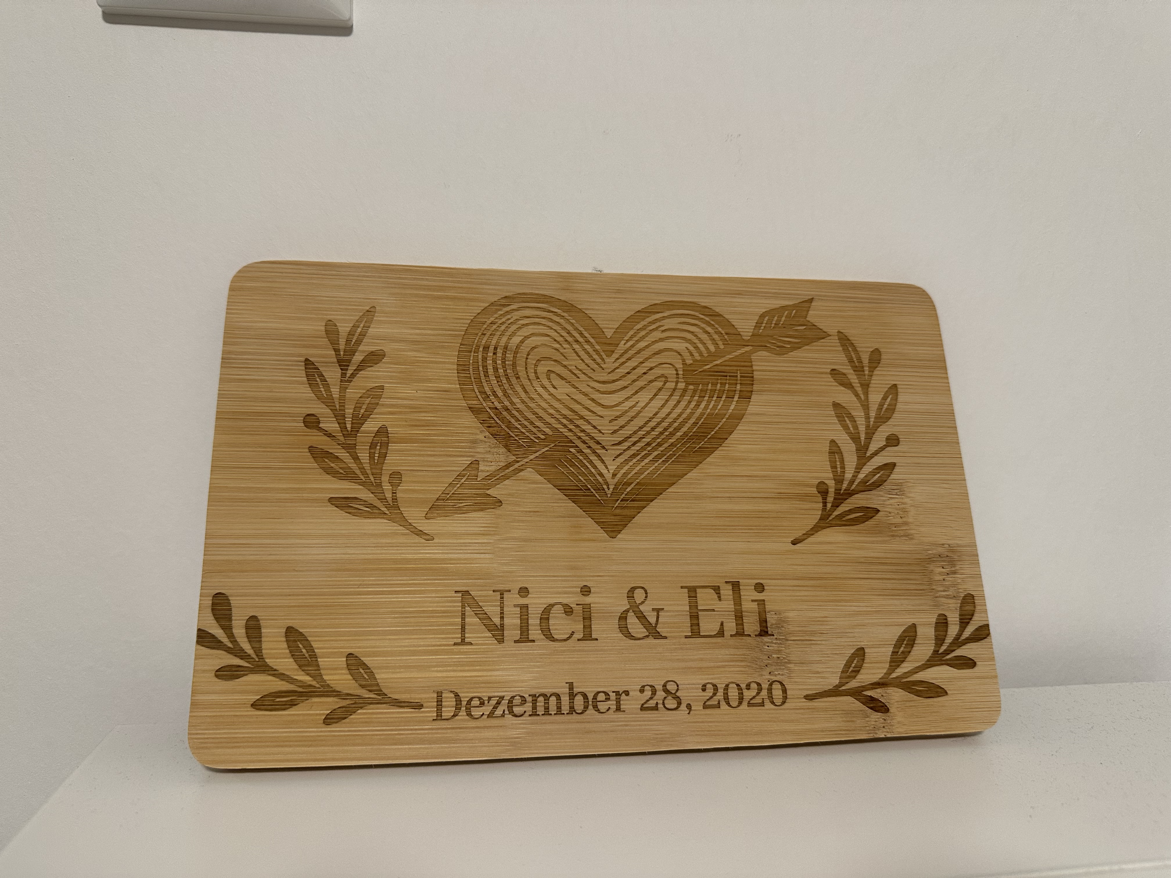 Personalized Cutting Board – Heart, Names & Date birthday gift for mom idea