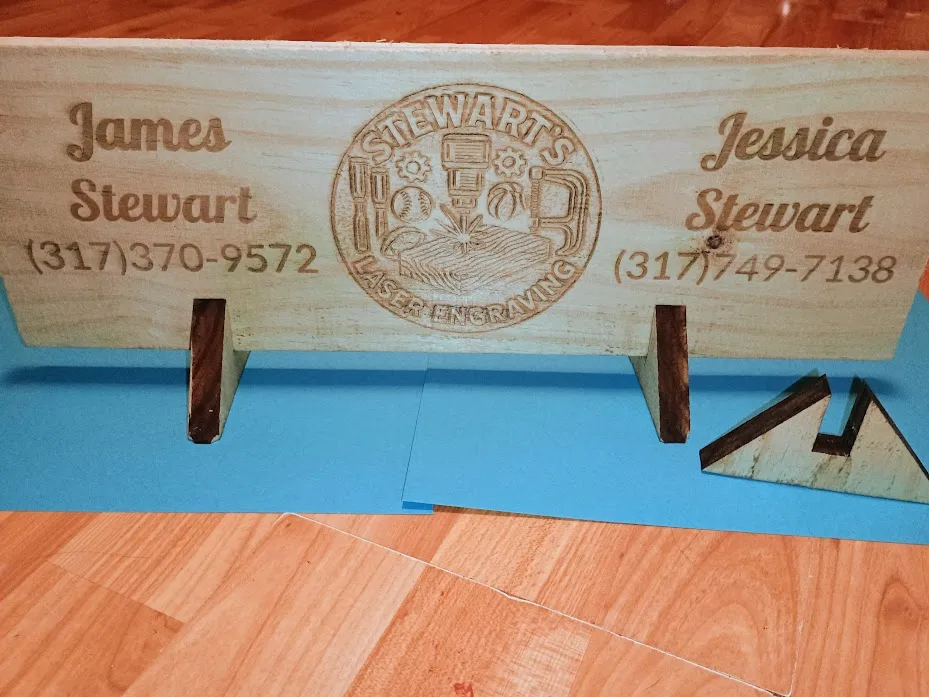 Large Custom Engraved Wooden Business Card Holder Stand office desk decor idea