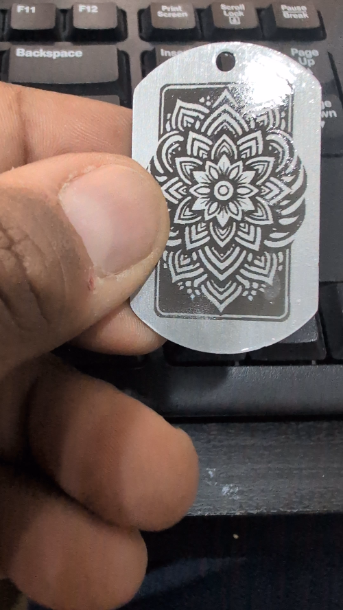 [Laser cut and engrave] Mandala Harmony – Laser Engraved Aluminum Pendant using IR Laser