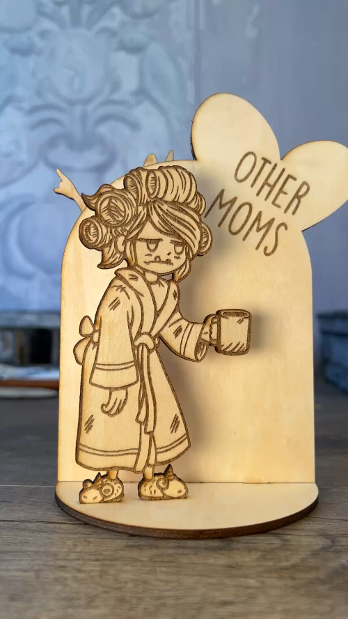 [Laser cut and engrave] Two-Sided Design Funny Mothers Day Gift – Reversible Wood Sign
