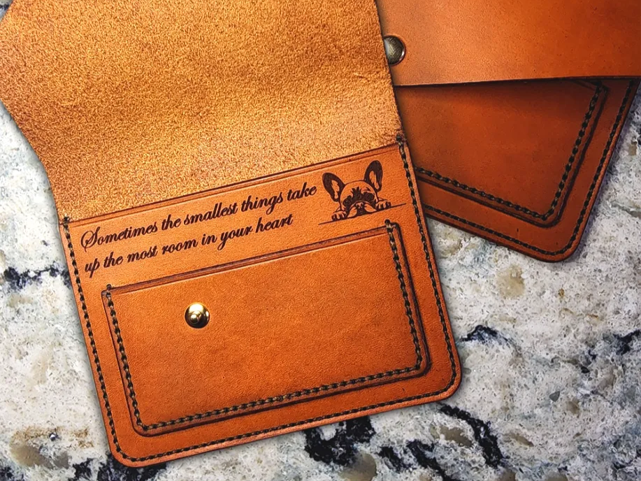 Engraved Leather Wallet with Quote gift for her design