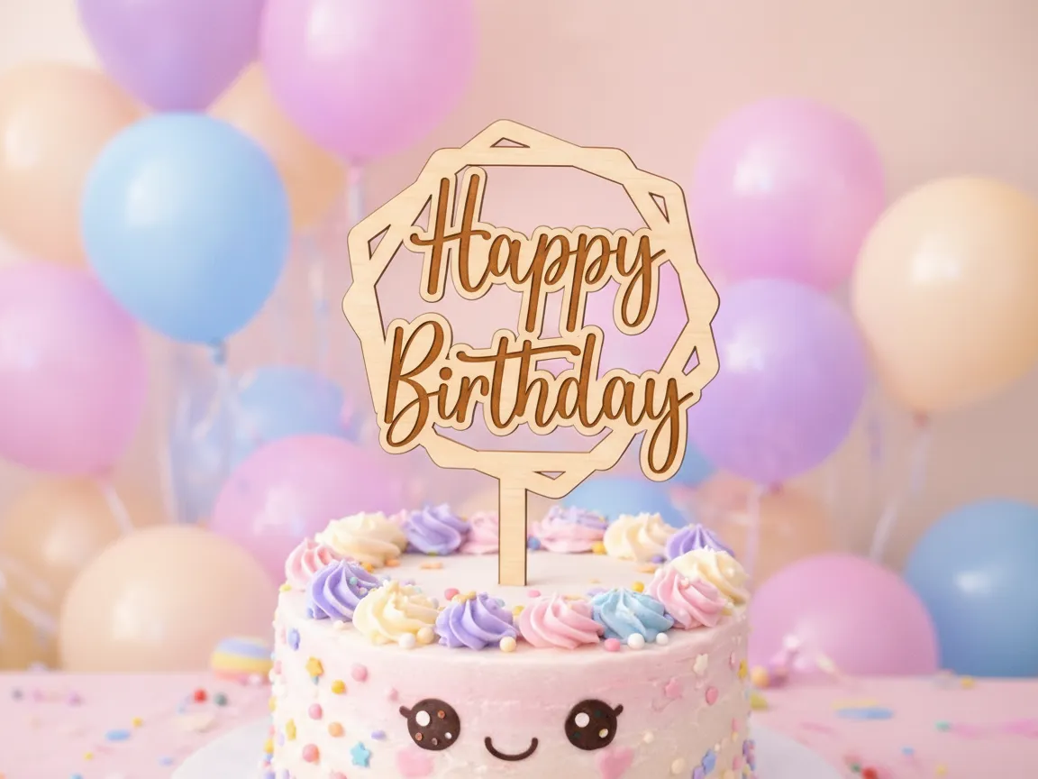 Wooden Happy Birthday Topper birthday invitation card idea