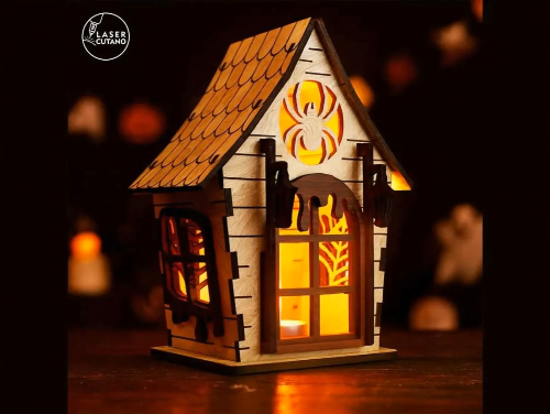 [Laser cut and engrave] Halloween Night Light & Spooky Decor - Witch's Hut Lantern