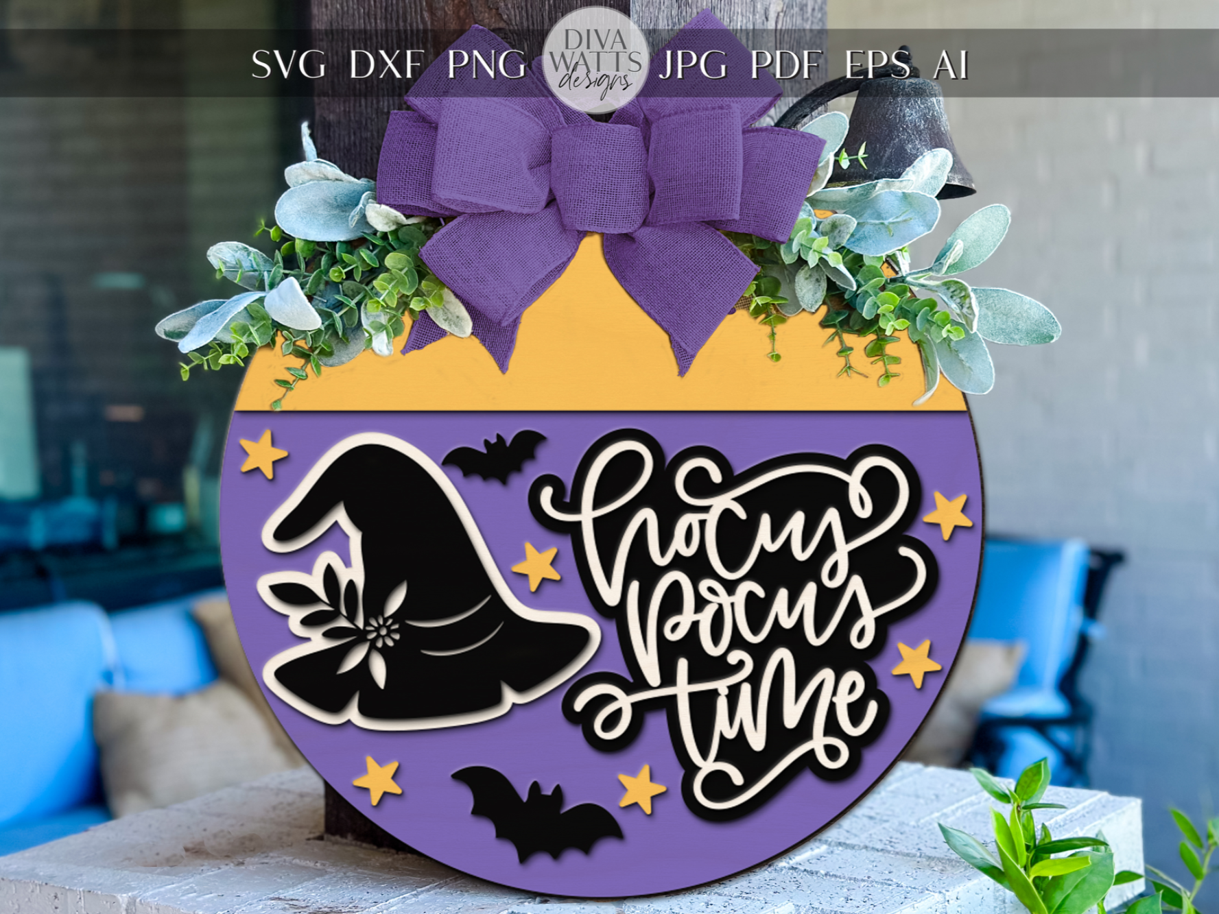 Laser cut and engrave | Hocus Pocus Time Door Hanger SVG | Halloween ...
