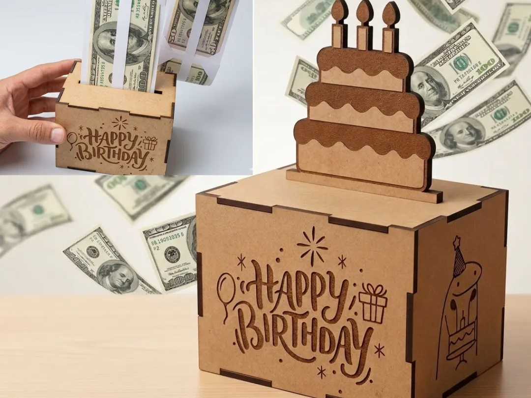 กล่องของขวัญดึงเงิน Happy Birthday