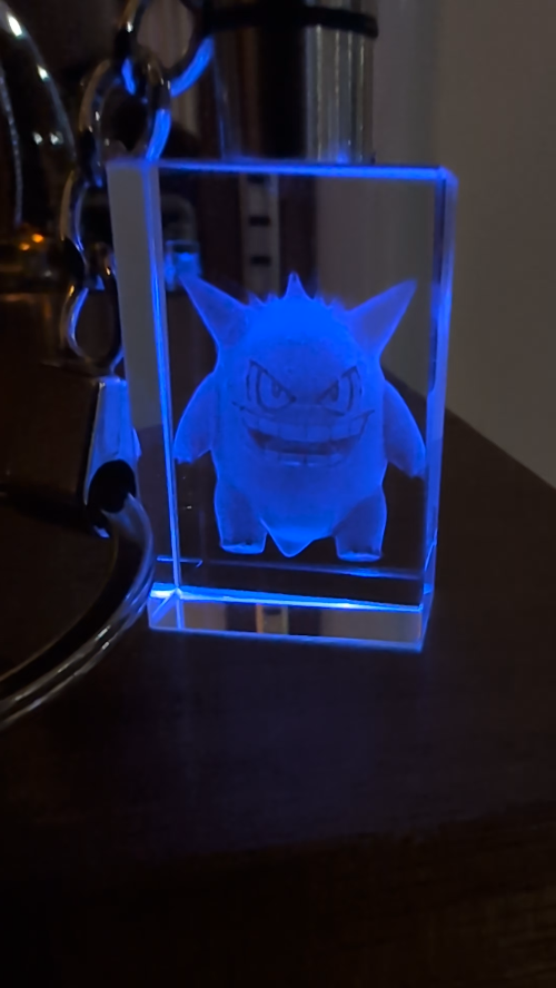 [Laser cut and engrave] Gengar 3D inner engraved Illusion crystal Keychain
