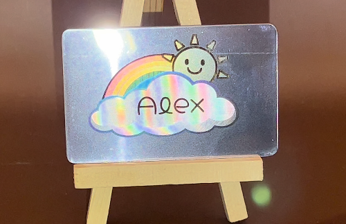 [Laser cut and engrave] Personalized Rainbow Holo Name Card - F2 Ultra UV
