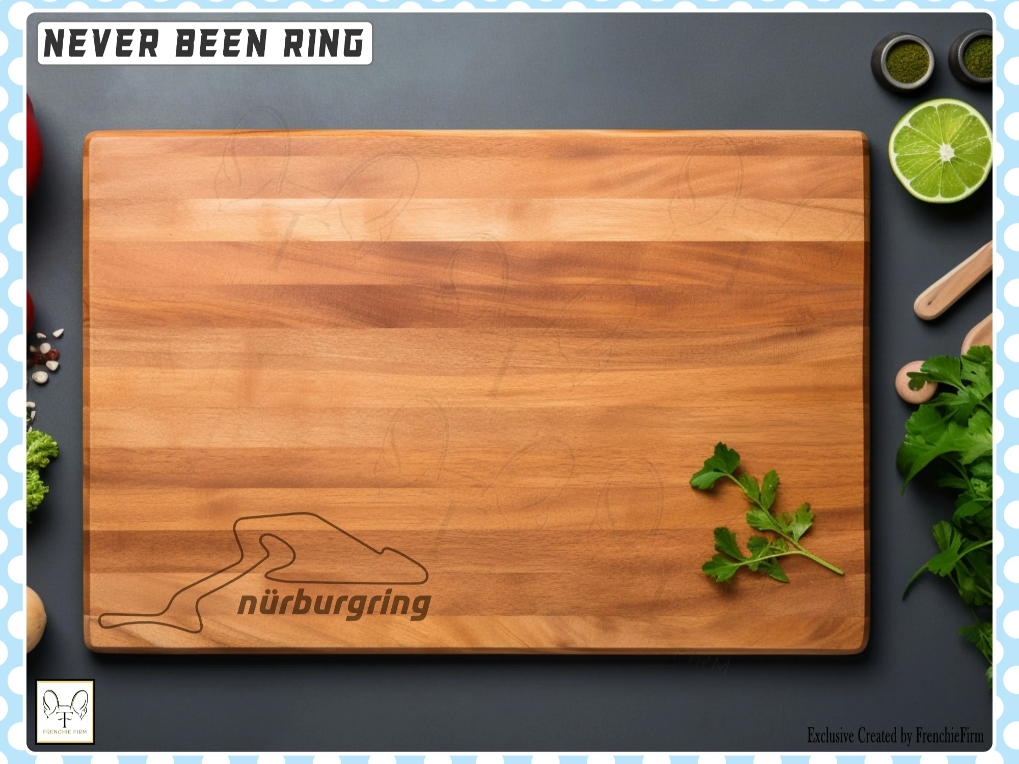 "Never Been Ring" Nürburgring Parody Chopping Board gift for him design