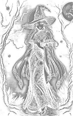 Witch in Forest Business card with Moonlit Night Scene | Free Files - Atomm