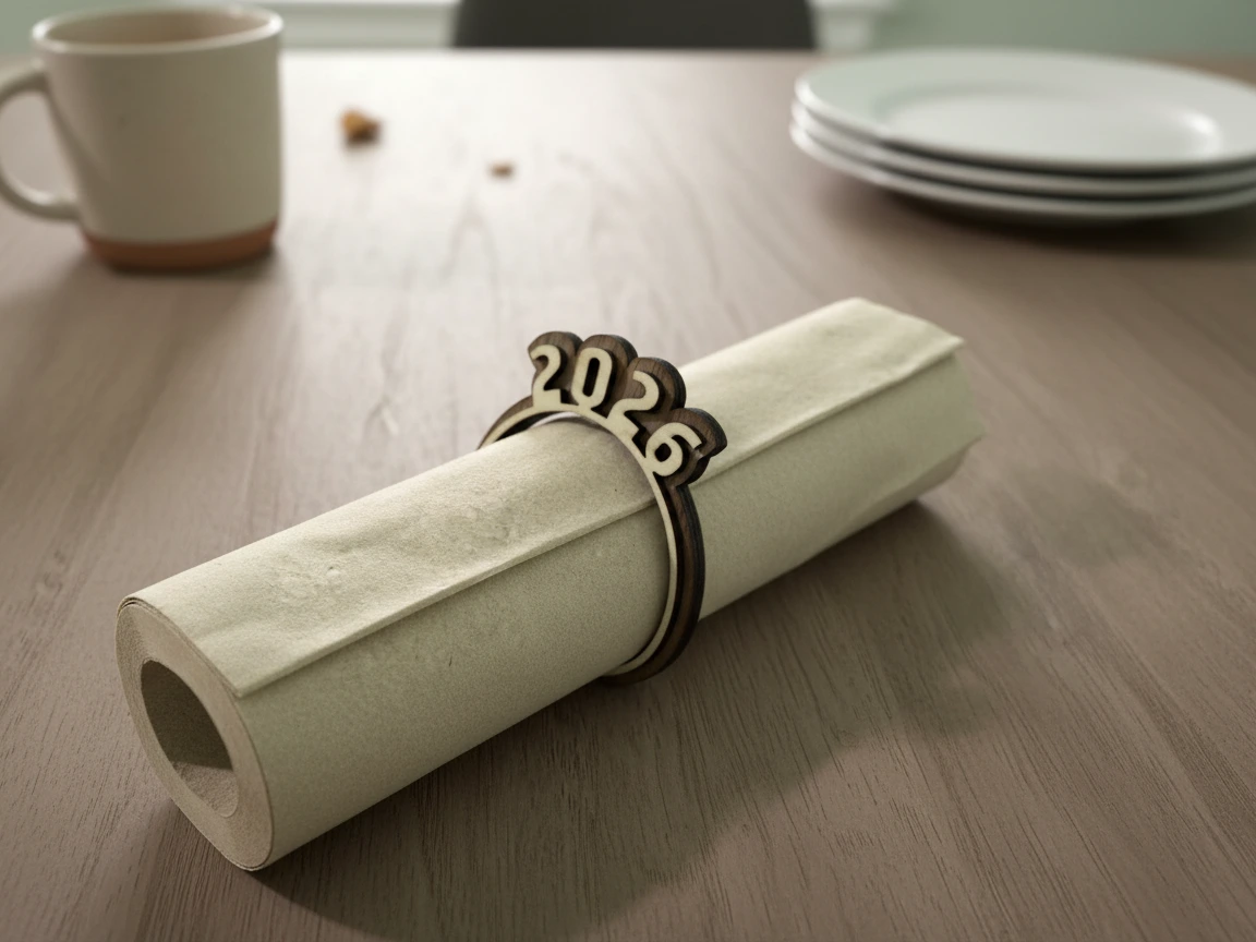 Napkin ring holder engraved with the year 2026 for celebrations
