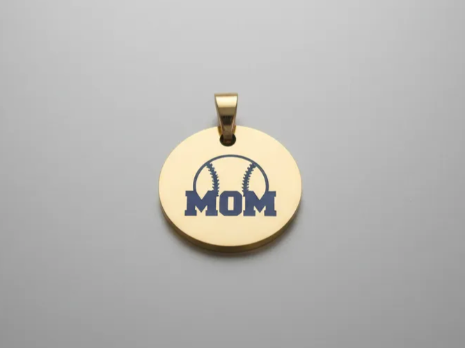 Gold Baseball Mom Pendant Necklace mother's day gift design