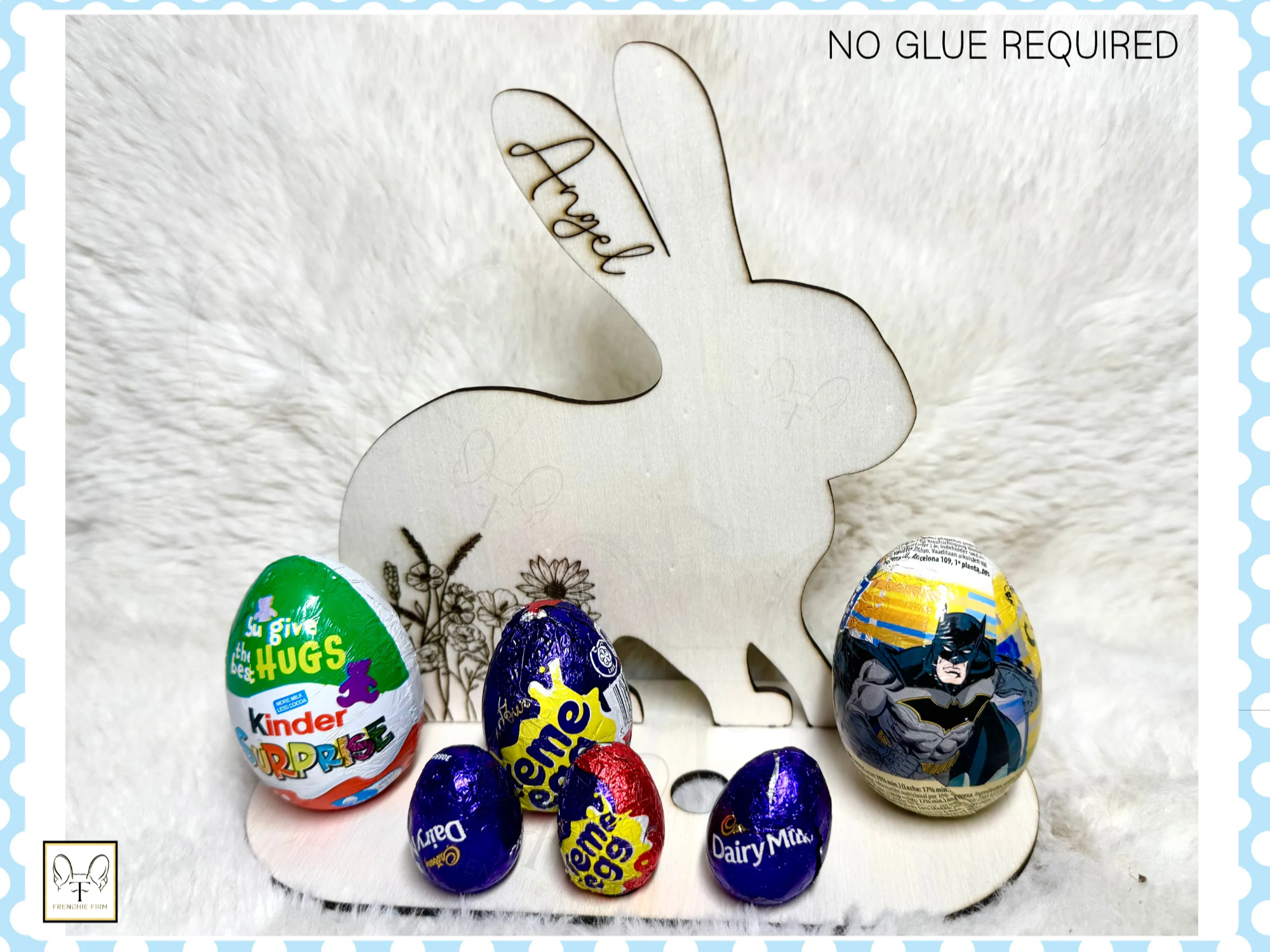 Botanical Easter bunny garden egg holder with three egg sizes no glue free SVG