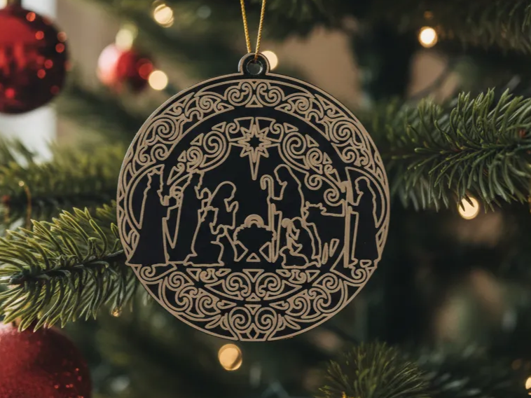 Acrylic Nativity Ornament ceiling Christmas decoration idea