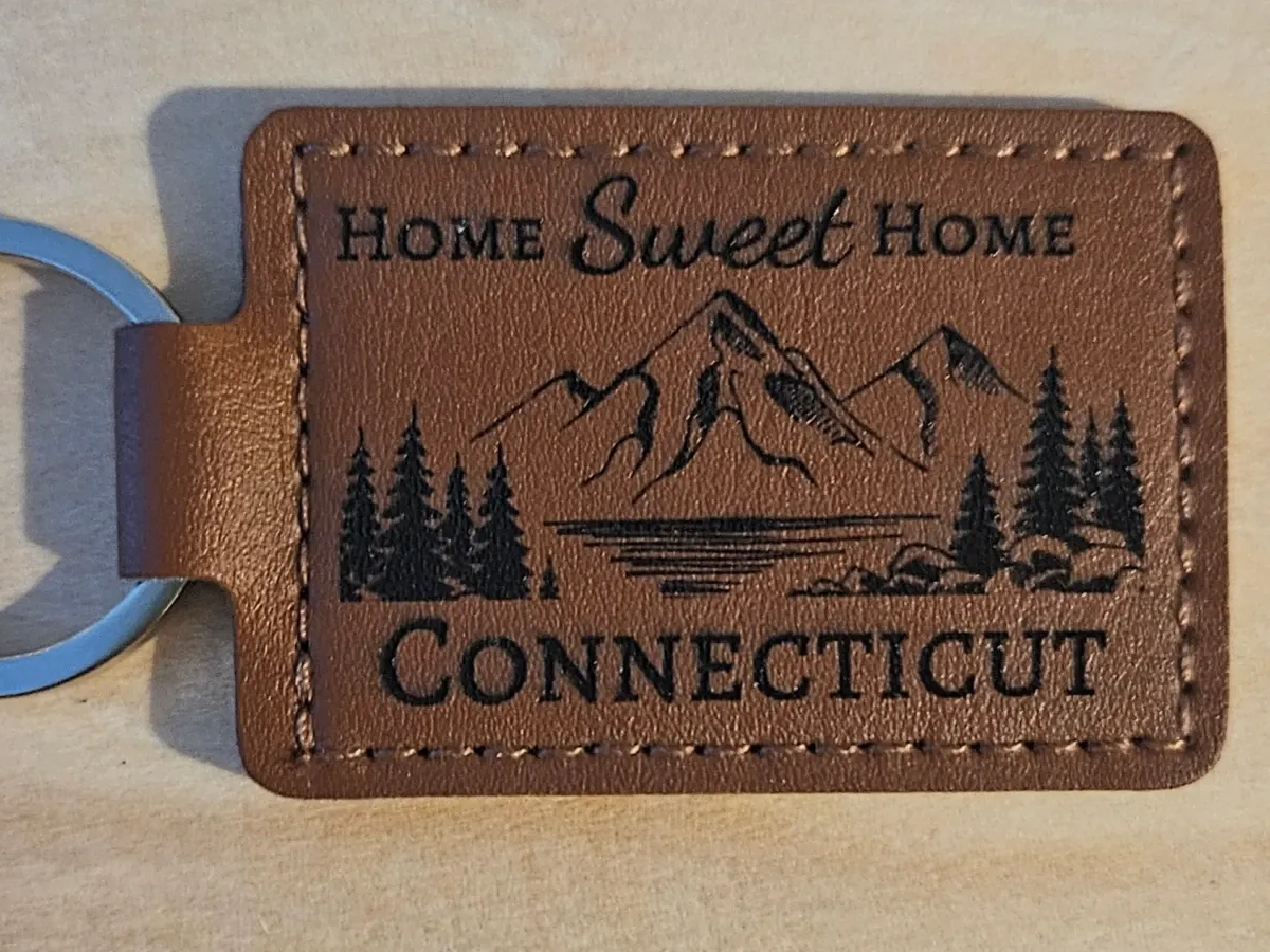 Home Sweet Home State Leather Keychain custom leather keychain idea