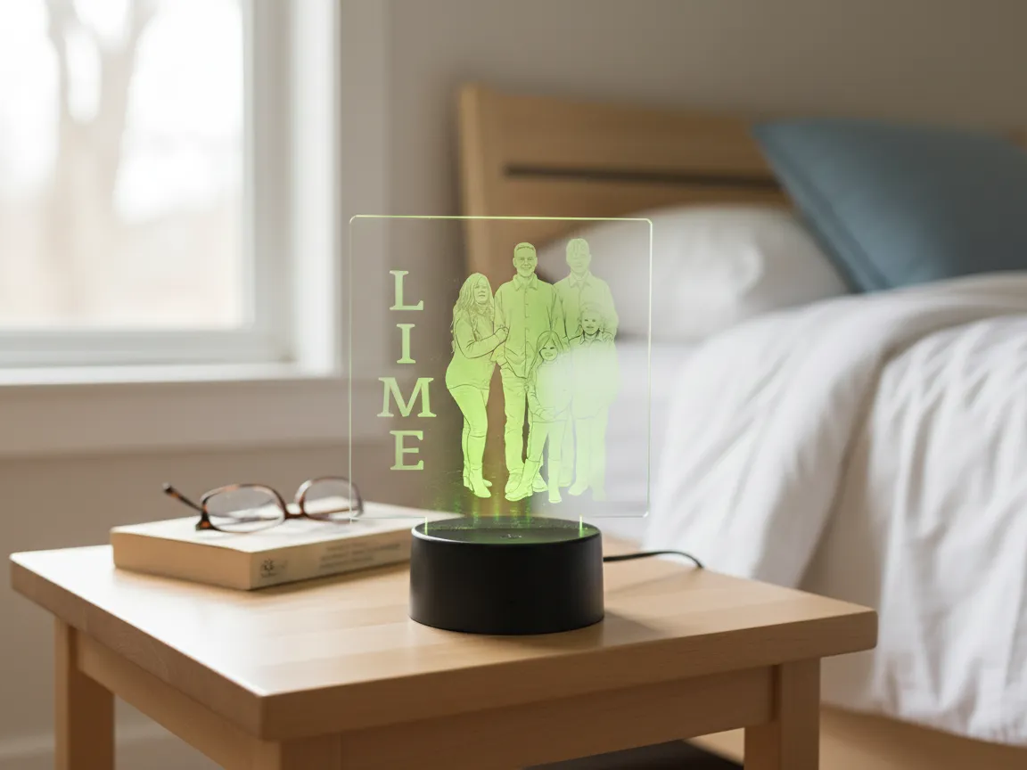 Personalized Family Photo LED Acrylic Lamp laser-cut night lamp idea