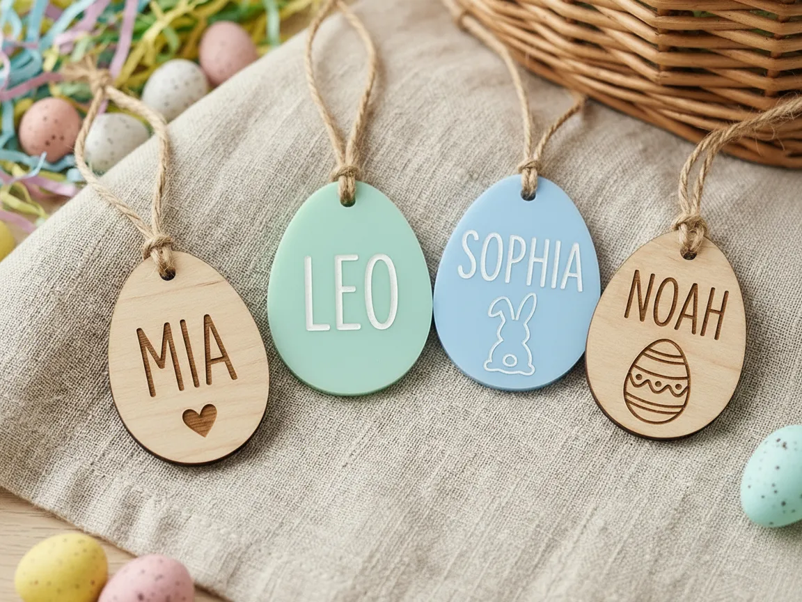 Personalized laser cut and painted Easter egg name tags free SVG