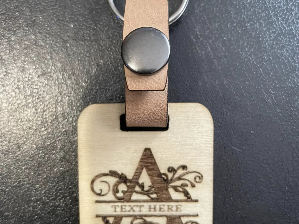Wood and Leather Monogram Luggage Tag wood keychain idea