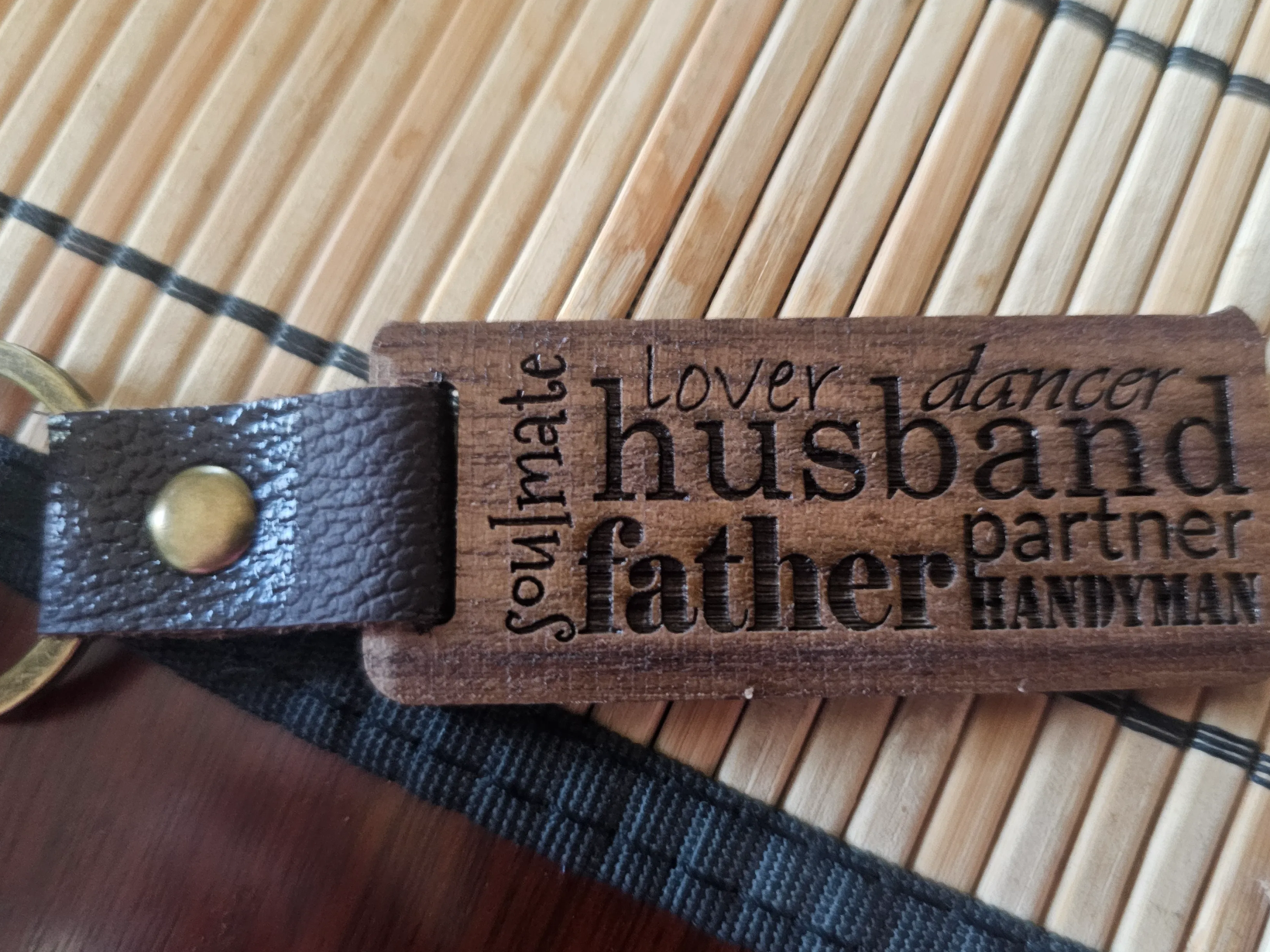 Engraved Wooden Keychain for a Husband, Personalized with Name boyfriend birthday gift idea