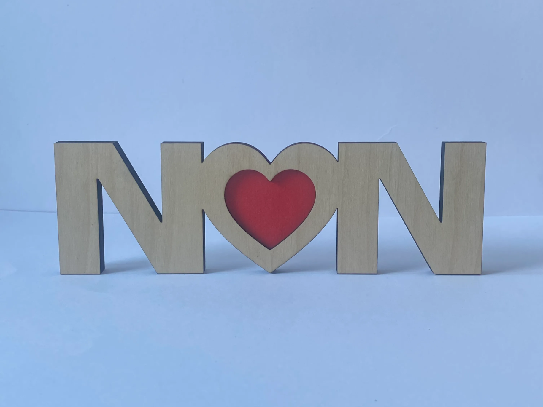Layered wooden Nan standing sign with red heart