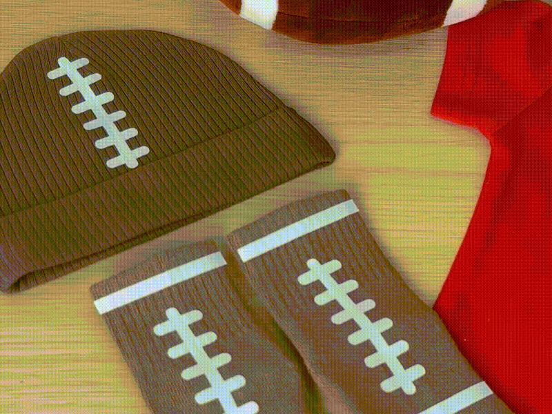 Baby Football Themed Beanie Hat and Socks Set