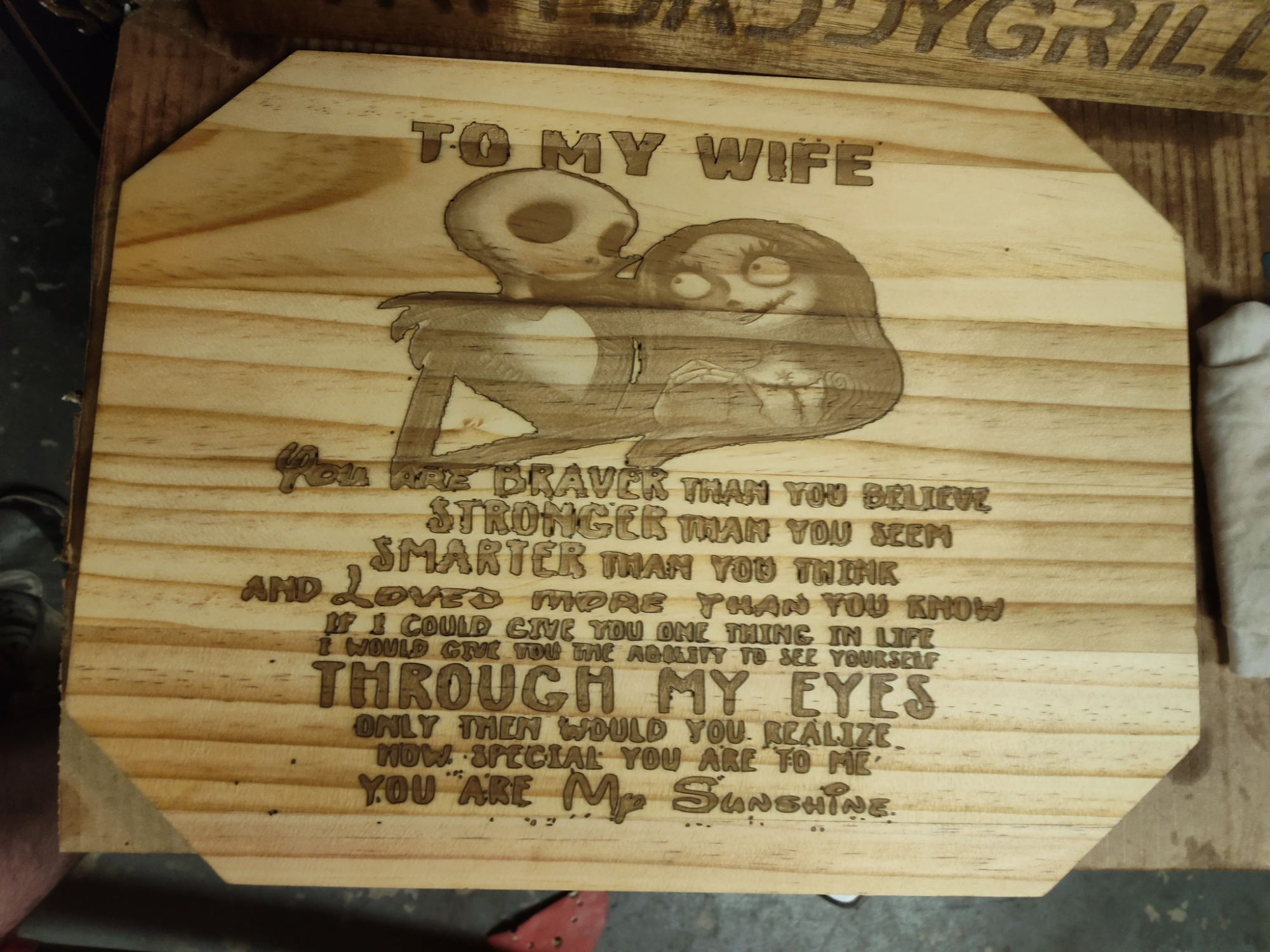 Wooden Plaque to My Wife (Nightmare Before Christmas Style) gift for her design