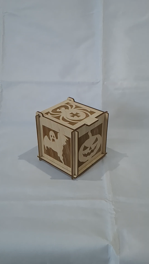 [Laser cut and engrave] Halloween Gift Box, Laser Cut Project, Pumpkin Spider Pattern. Vector template, laser Machines Design.