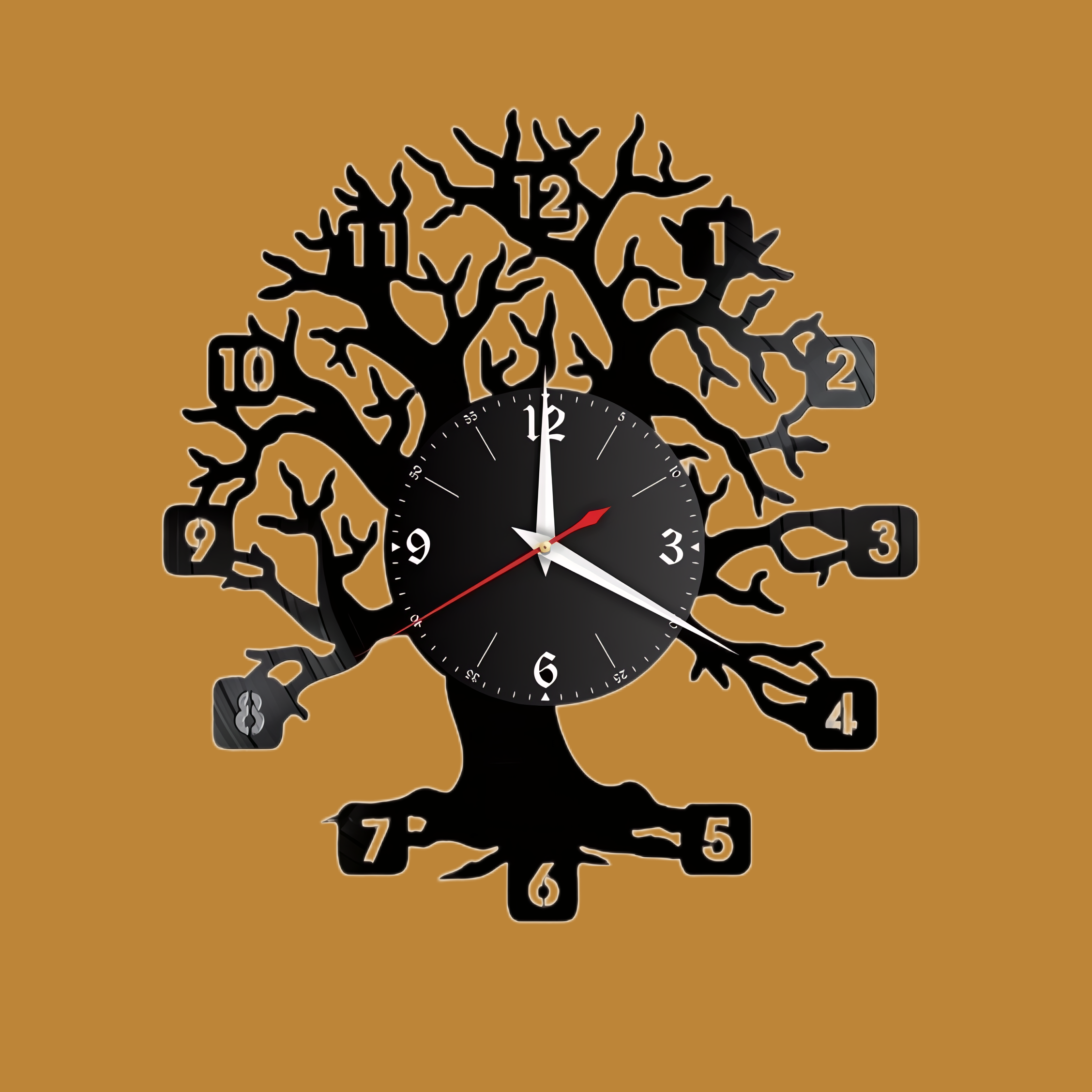 Wall Clock with Tree Pattern wall clock design