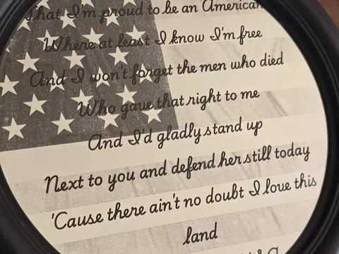 Laser Engraved American Flag Patriotic Wall Art with Proud to be an American — free American flag wall art project file on Atomm