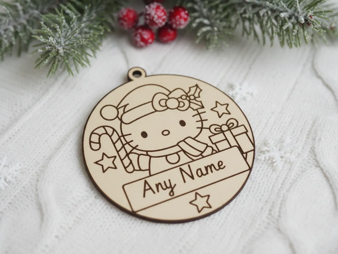 Božični okrasek Hello Kitty z urejevalnim imenom – personalizirana zasnova božičnega okraska