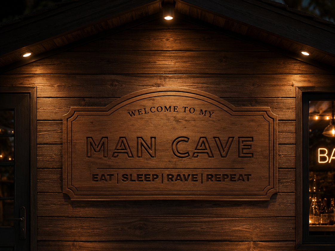 Welcome To My Man Cave Wooden Wall Sign gift for husband idea