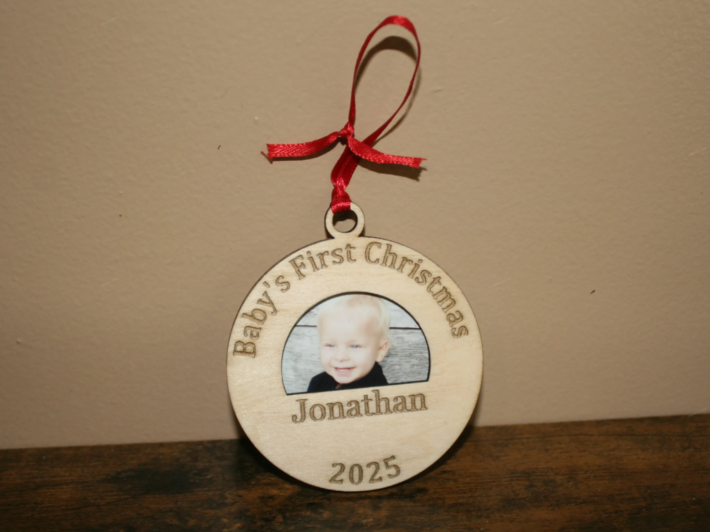 Baby's First Christmas Ornament with Custom Photo personalized photo gift design