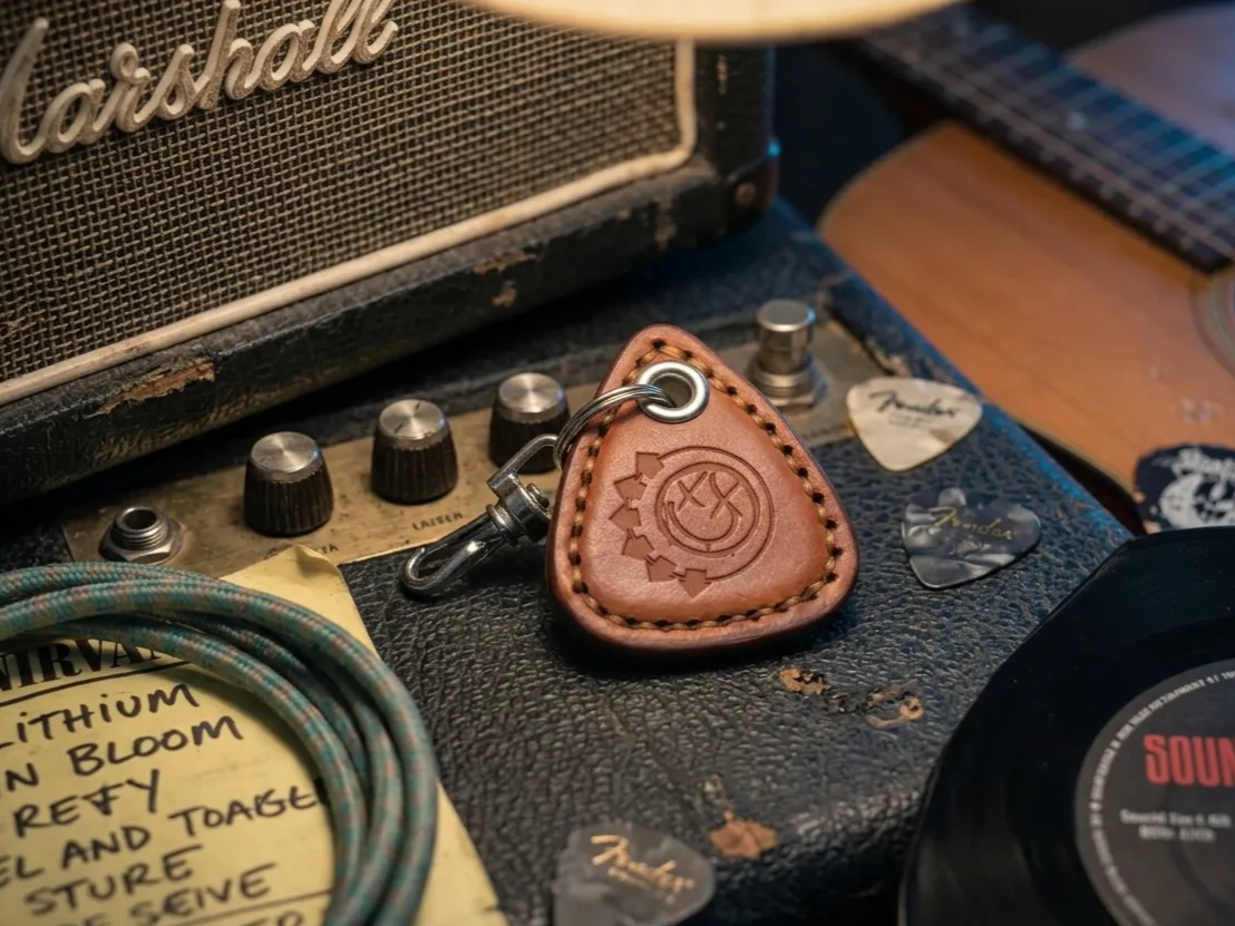 Leather Guitar Pick Charm Keychain boyfriend birthday gift idea