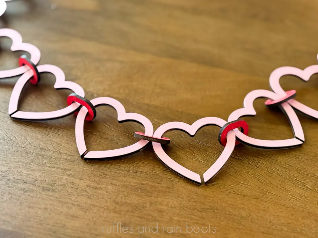 Heart chain garland designed for tiered trays and small tree decorating