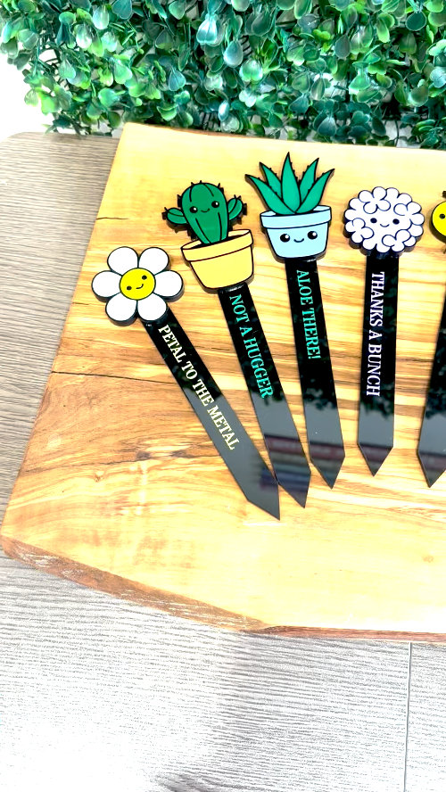 [Laser cut and engrave] All Occasions 1 Plant Markers Kawaii Designs