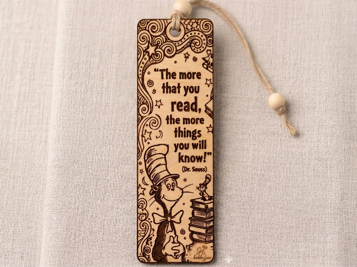 Dr. Seuss Cat in the Hat Quote Wooden Bookmark bookmark design