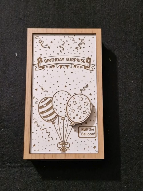 [Laser cut and engrave] Birthday Money Gift Card SVG | Pull Balloon to Open Cash Holder