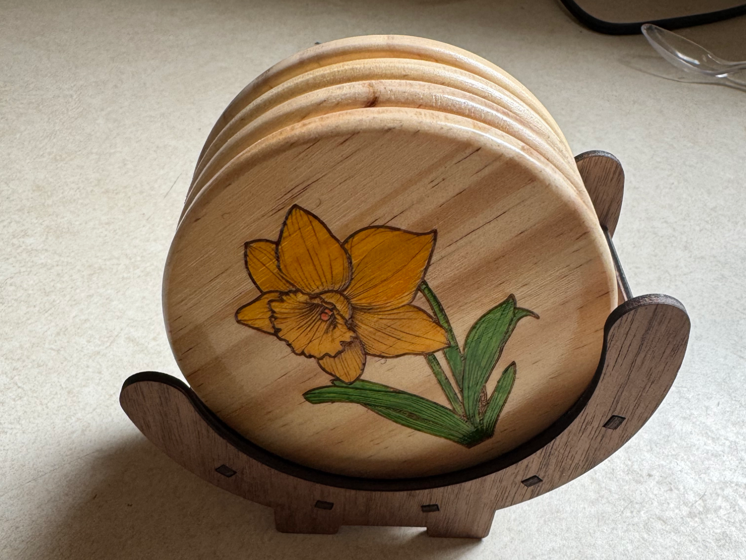 3mm plywood coaster holder set