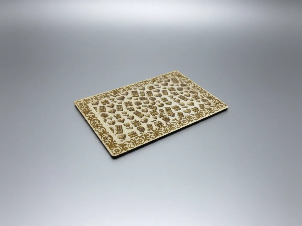 Wooden Card with Valentines Day themed Icons - Heart and Chocolate ...