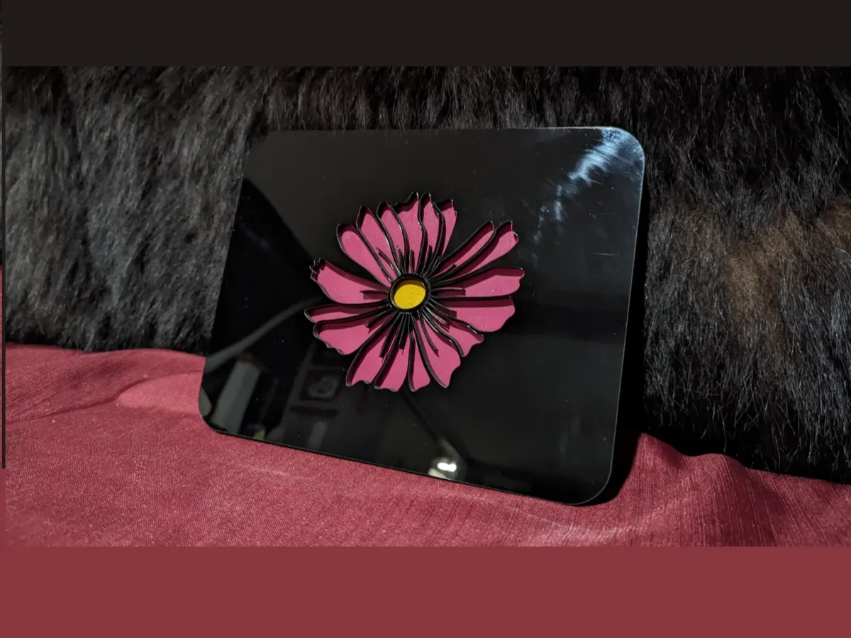 Pink Flower with Depth Wall Art flower craft idea